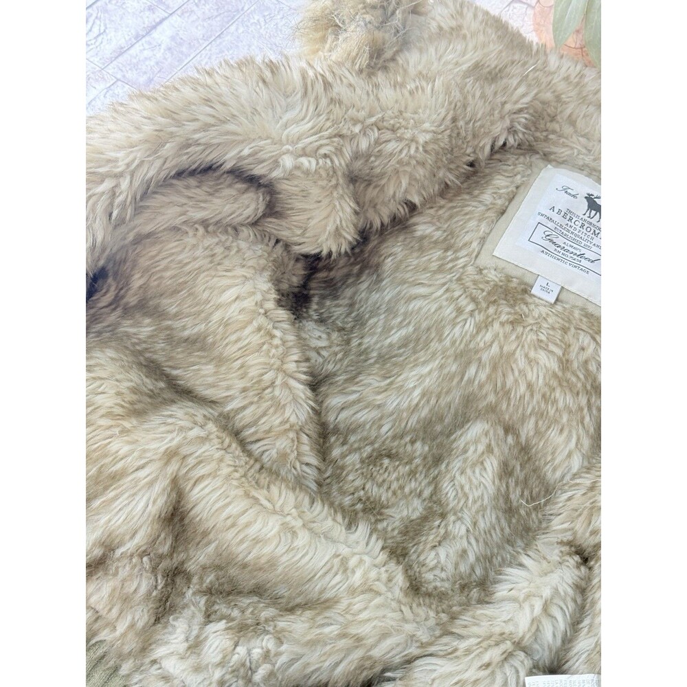 Vintage Y2K Abercrombie & Fitch Faux Fur Hooded Bomber Jacket Women’s Size L - Picture 13 of 16